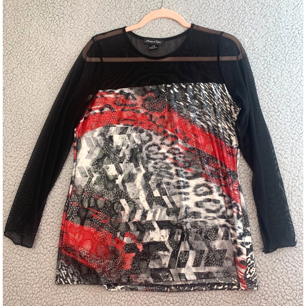 Michael Tyler Mesh Top Womens Large Abstract‎ Boho Sheer Stretch Canada